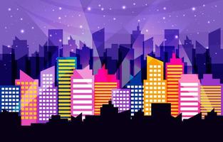 Colorful Modern Skyscraper at Night vector