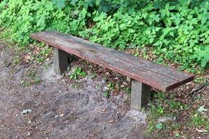 A public empty bench found in northern Europe photo