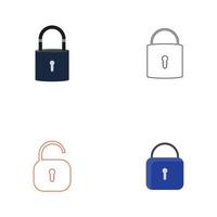 Flat lock and unlock icon vector background