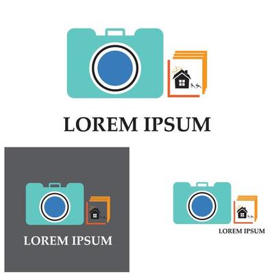 CAMERA with photo icon vector background