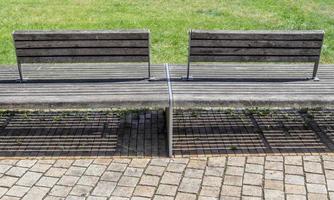 A public empty bench found in northern Europe photo