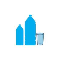 Plastic bottle and glass vector icon