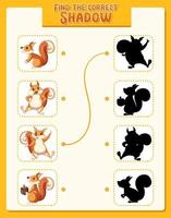 Worksheet with matching squirrels vector
