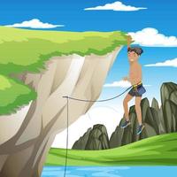 Outdoor rock climbing scene vector