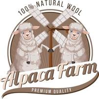 Alpaca farm logo for wool products vector