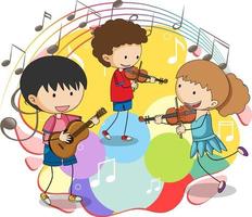 Doodle kids music band vector