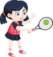 Cute girl tennis player cartoon vector