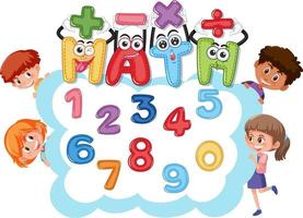 Counting numbers from zero to nine and math symbols vector