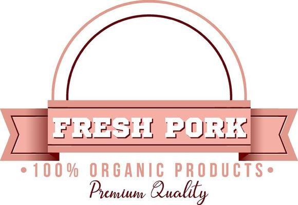 Fresh pork organic product logo template