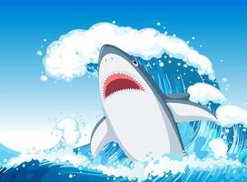 concepto de ataque de tiburón con tiburón agresivo vector