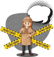 Detective looking for clues in template vector