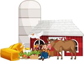 Farming theme with farmer and animals vector