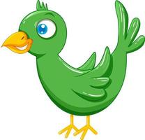 Cute green bird in cartoon style vector