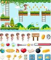 Platform game background template with items vector