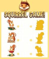 A squirrel matching game worksheet for children vector