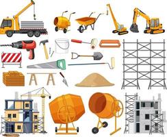 Set of construction site objects vector