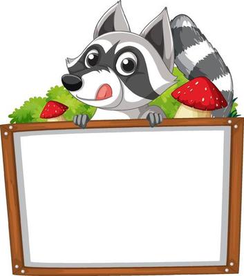 Raccoon holding blank whiteboard