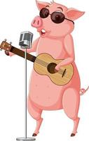 A pig standing on two legs and singing vector