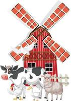 Farming theme with many animals vector