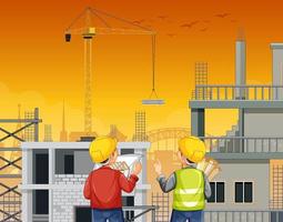 Building construction site background vector