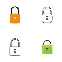 Flat lock and unlock icon vector background