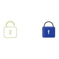 Flat lock and unlock icon vector background