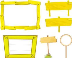 Set of wooden sign banner in yellow colour vector