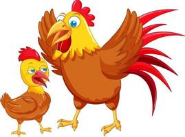 Mother chicken and her baby cartoon animals vector