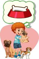 Boy with many dogs vector