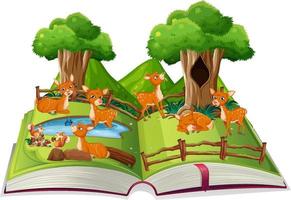 Book with many deers in the park vector