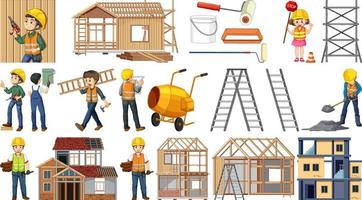 Set of construction site objects vector