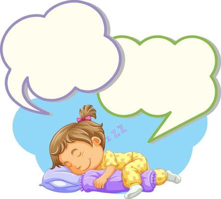 Speech bubble template with girl sleeping