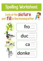 Worksheet design for spelling words vector