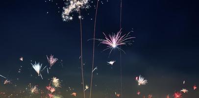 Long time exposure of fireworks over the roofs of vienna photo