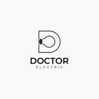 Letter D and Lamp logo design vector