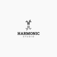 Equalizer logo and letter h negative space vector image