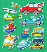 Sticker set of different vehicles vector