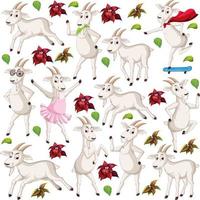 Seamless pattern with cute goats vector