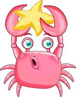 Pink crab in cartoon design vector