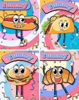 Funny food character banners vector