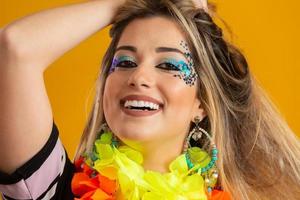 Carnival Makeup to celebrate Brazil's Carnaval. Makeup trend and accessories for the carnival. photo