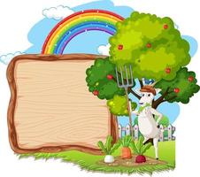 Empty banner template with farm animals vector
