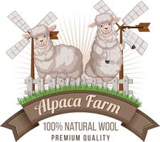 logotipo de granja de alpaca para productos de lana vector