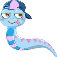 Cute blue snake in cartoon style vector