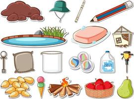 Sticker set of mixed daily objects vector