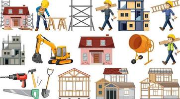 Set of construction site objects vector