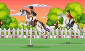 A scene of horse racer at racecourse vector