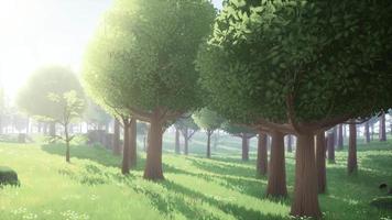 paisagem dos desenhos animados com colinas e floresta video