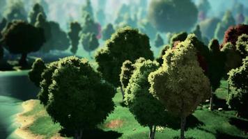 paysage de dessin animé avec collines et forêt video
