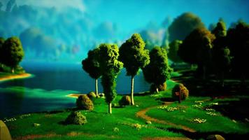 cartoon landscape with hills and forest video